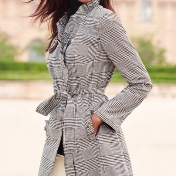 NWT Talbots Houndstooth Trench Rain Coat 6P